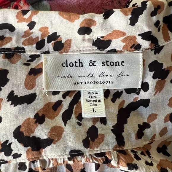 cloth & stone anthropology: Cream, Light Brown, Black Button Down Collared Top - Picture 7 of 10